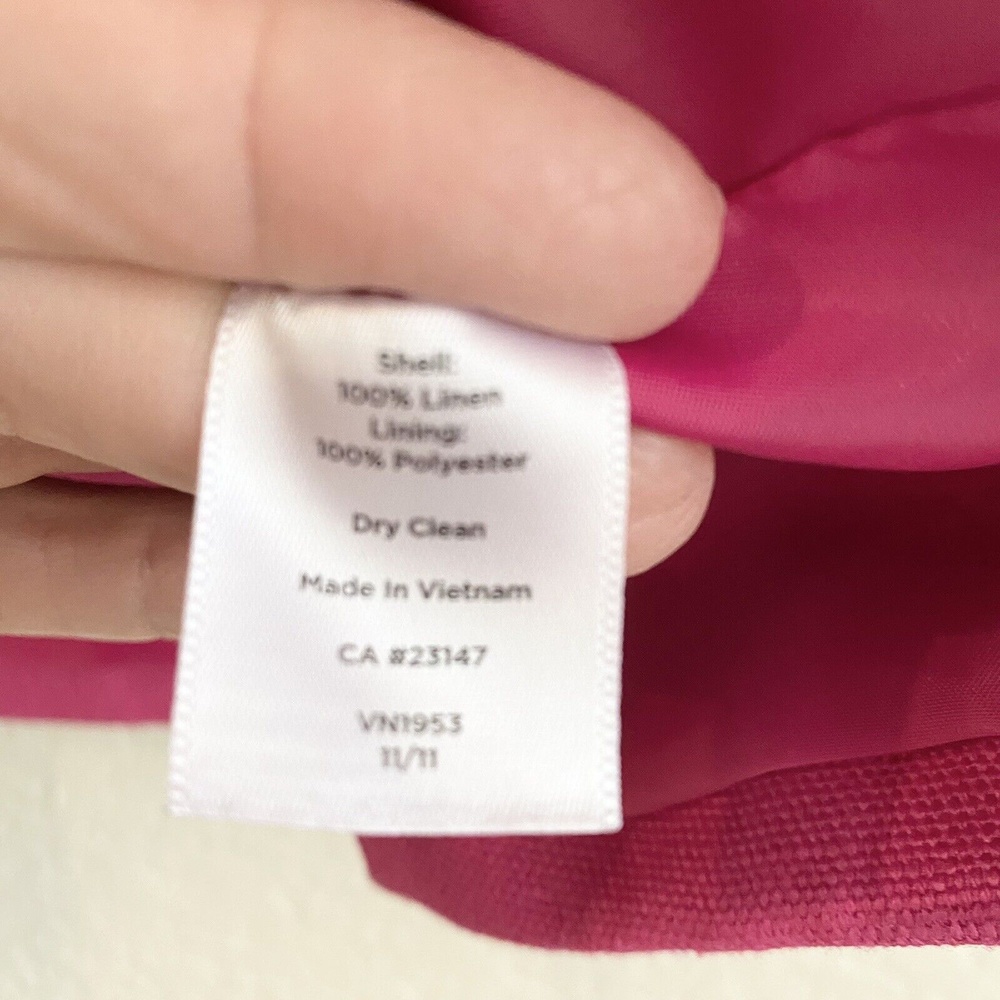 Talbots -Sz 2 Hot Pink Fab Jackie Linen 2 Button Swing Jacket Blazer Linen Coat - Picture 7 of 12